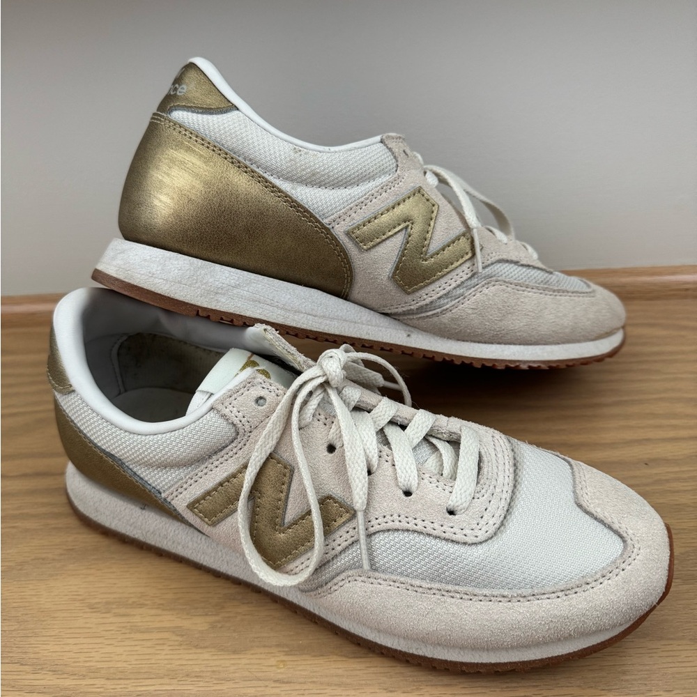 New Balance Women's Gold and Cream Sneakers